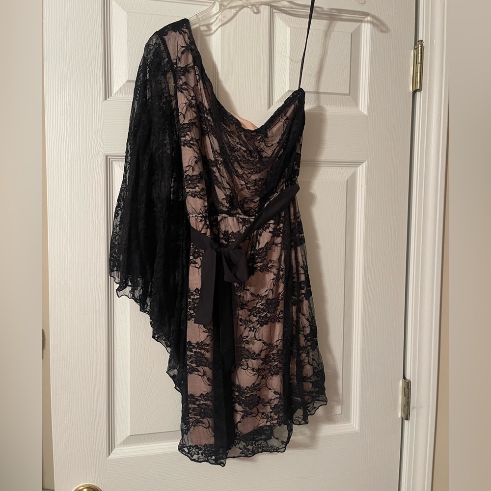 Black Lace One Shoulder AUW Dress